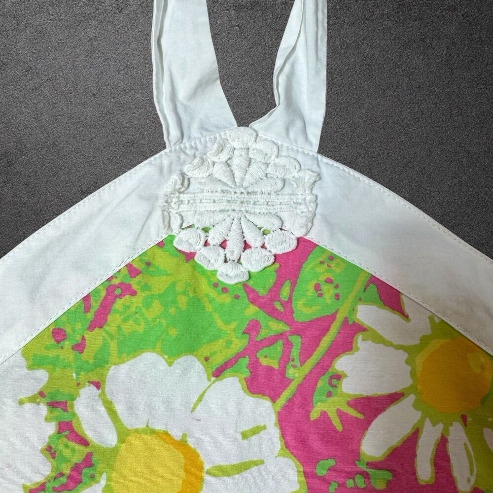 Lilly Pulitzer Halter Dress Girls 8 Floral Daisies Crochet Hotty Pink Resort - Picture 3 of 11